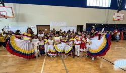 Students, staff in traditional Mexican clothing for International Parade